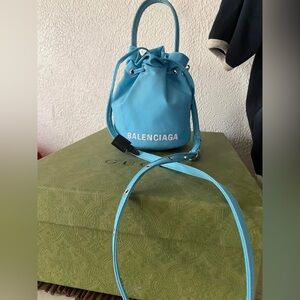 Balenciaga Mini Blue Leather Crossbody Bag